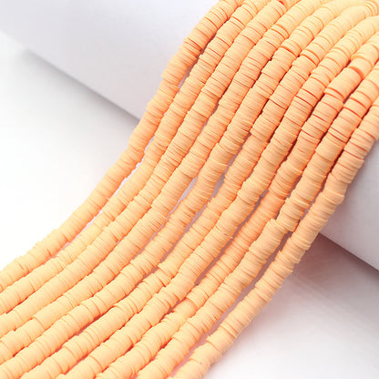 Flat Clay Beads 6mm Solid Color Smooth Polymer Disc 10strands 10