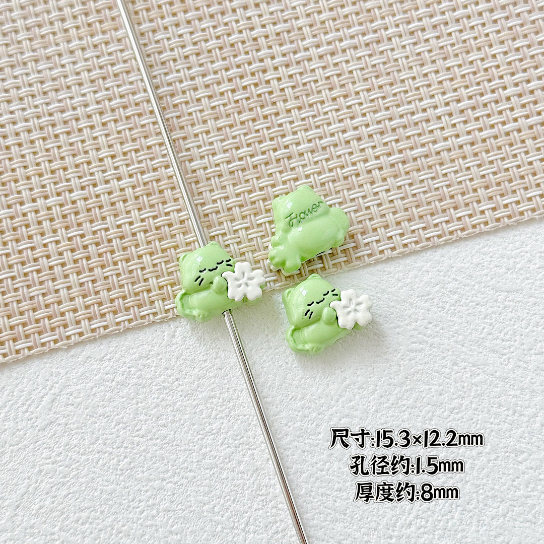 Heart Metal Beads 15-18mm Baking Painted Cherry Blossom Kitten Design 10pcs 9
