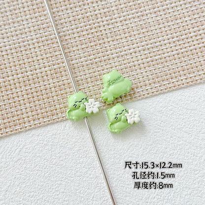 Heart Metal Beads 15-18mm Baking Painted Cherry Blossom Kitten Design 10pcs 9