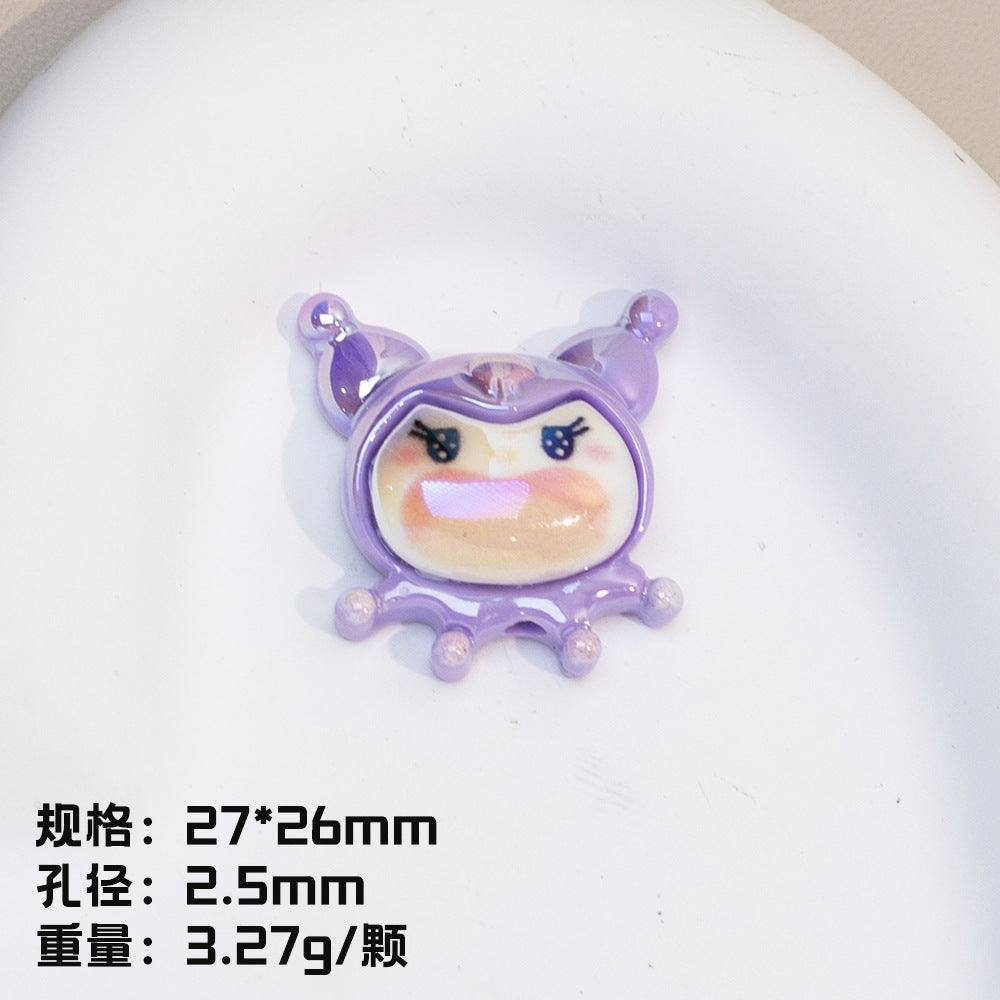 Plating Resin Character Beads Glossy Pastel Tones Big Mouth 10pcs 10