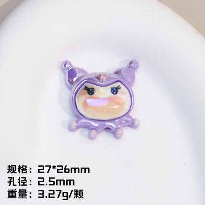 Plating Resin Character Beads Glossy Pastel Tones Big Mouth 10pcs 10
