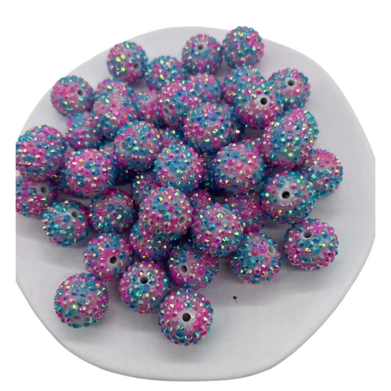 Rhinestone Bubblegum Beads 20mm Color-Mixing Resin Sparkle 50pcs 5