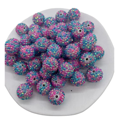 Rhinestone Bubblegum Beads 20mm Color-Mixing Resin Sparkle 50pcs 5