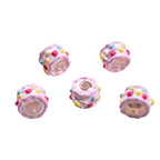 Hand Painted Cake Acrylic Beads 18mm Glossy Pastel Enamel 5pcs 5