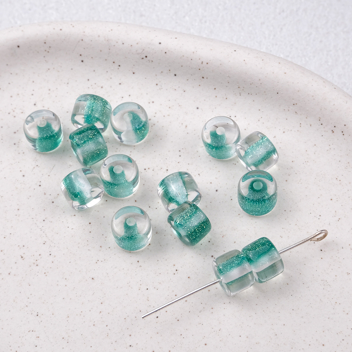 Clear Glitter Resin Barrel Beads 6 8mm Mixed Colors 50pcs 7