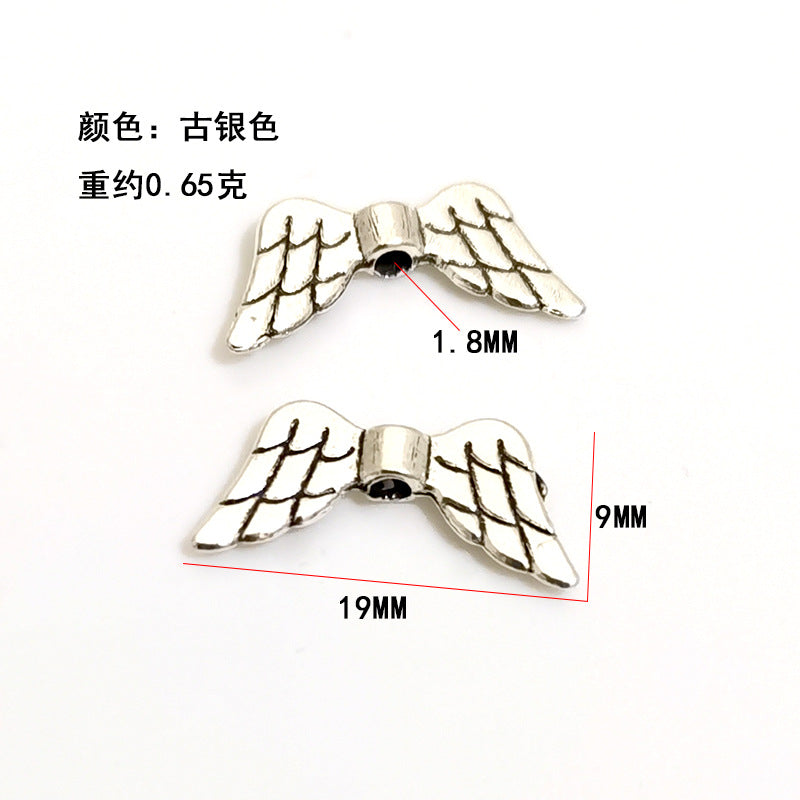 Angel Wings Metal Beads Antique Silver Tone 20pcs 8