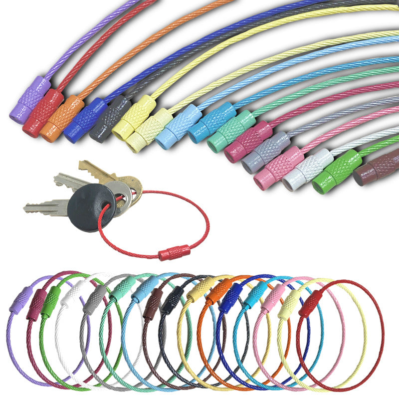 Spray Painted Steel Cable Keyrings Colorful Flexible Durable 20pcs