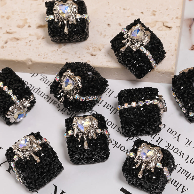 Crocore Square Rhinestone Beads 21mm Acrylic Textured Facet 5pcs 6