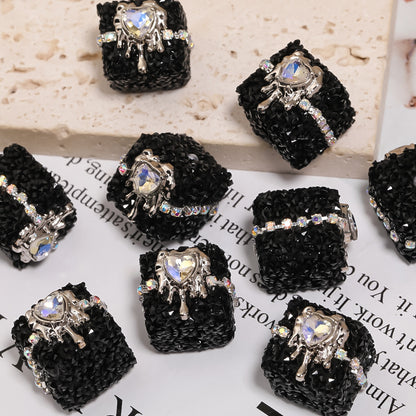 Crocore Square Rhinestone Beads 21mm Acrylic Textured Facet 5pcs 6