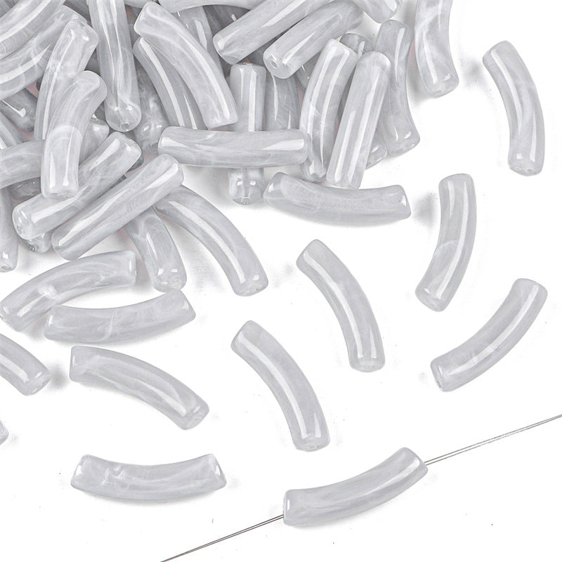 Curved Tube Acrylic Beads 32mm Translucent Mixed Colors 40pcs 15