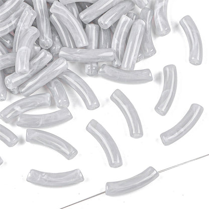 Curved Tube Acrylic Beads 32mm Translucent Mixed Colors 40pcs 15