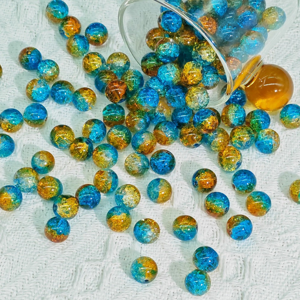 Crackle Glass Beads Round 10mm Transparent Mixed Colors 50pcs 79
