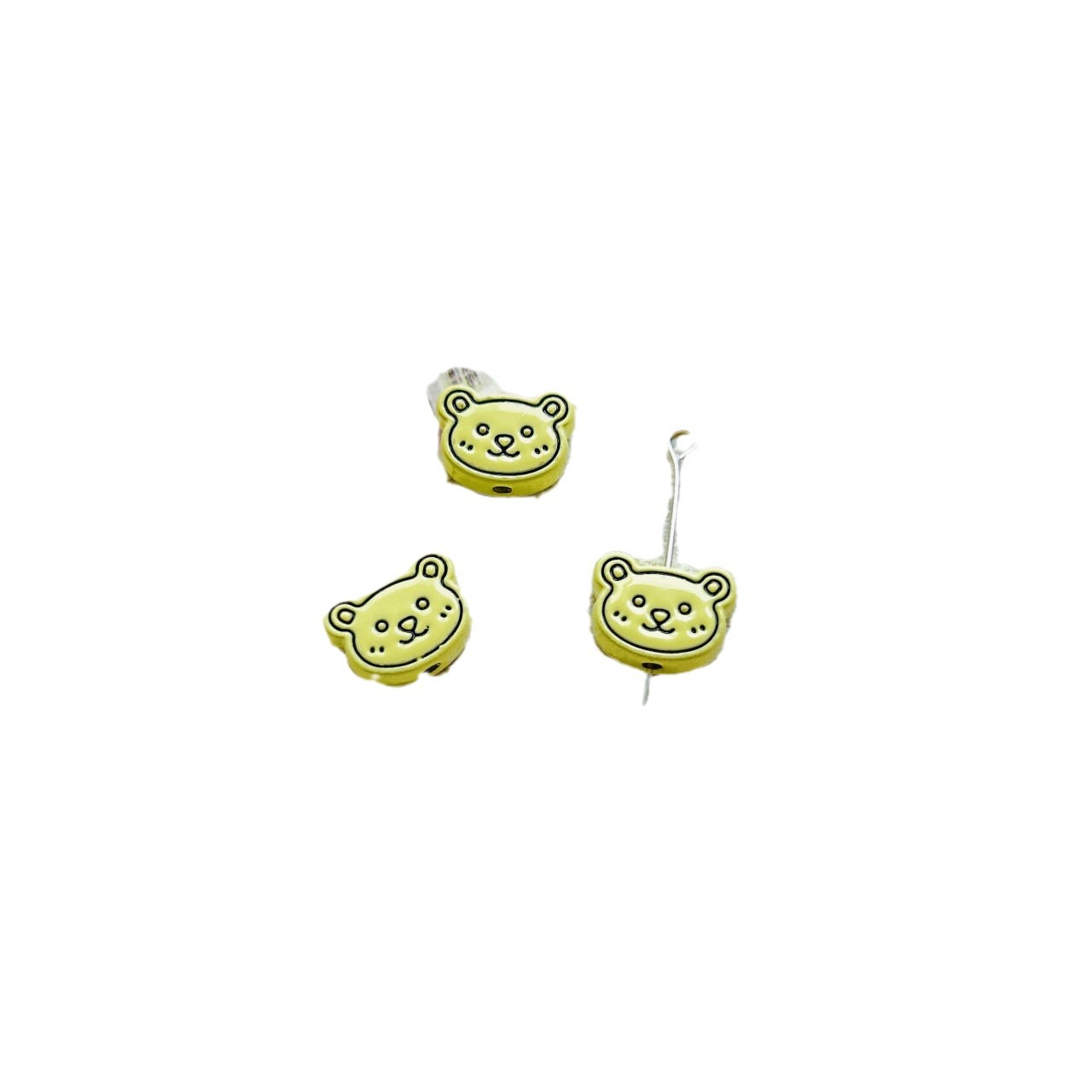 Bear Head Metal Beads 12mm Pastel Painted Chubby Style 10pcs 5