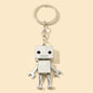 Alloy Cartoon Robot Keychain Boxy Retro Design Silver Bronze 6