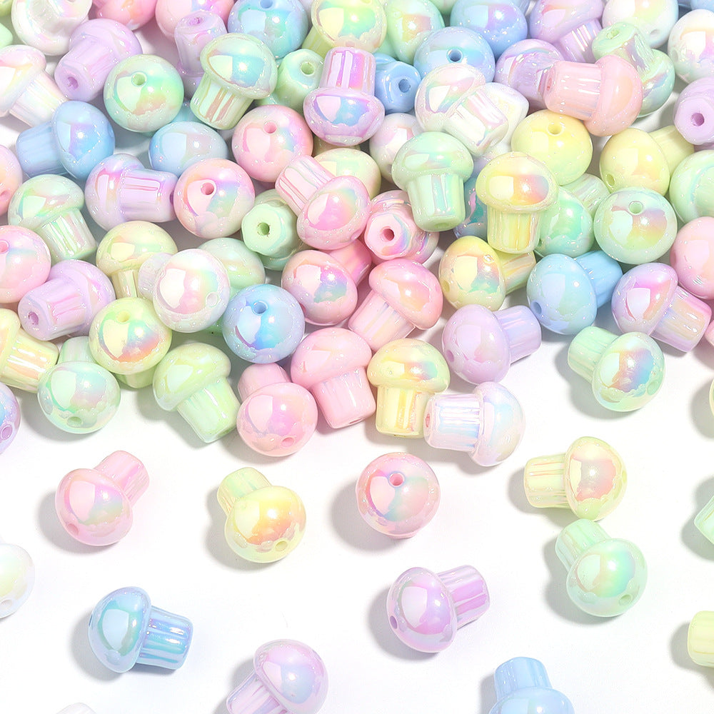 Candy Color Mushroom Acrylic Beads 13mm Glossy Iridescent 10pcs 5