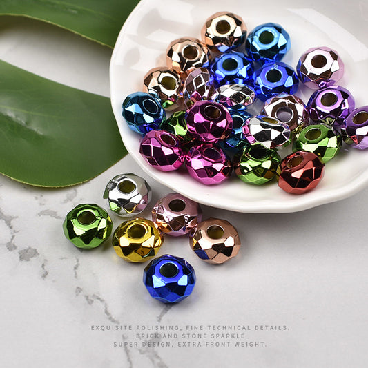 Acrylic Faceted Metallic Spacer Beads 15mm 50pcs