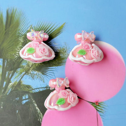 Hand Painted Dress Acrylic Beads 28x24x10mm Pastel Glossy 5pcs 3