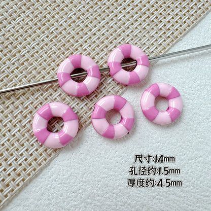 Swimming Ring Metal Beads 14mm Two-Tone Enamel Painted 10pcs 12