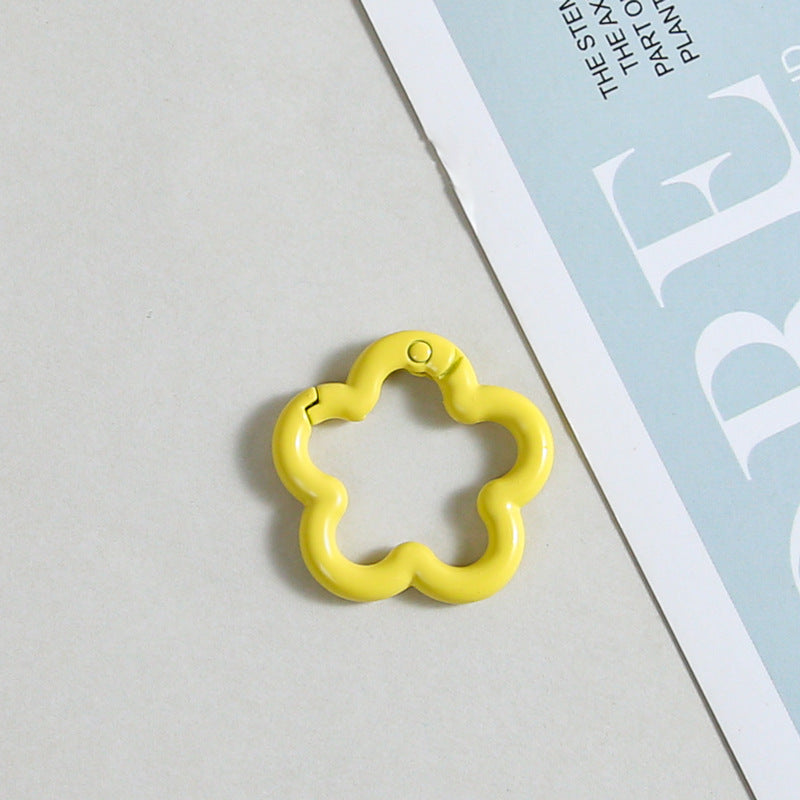 Zinc Alloy Flower Trigger Spring Key Rings 28mm 6pcs Baking Painted 8