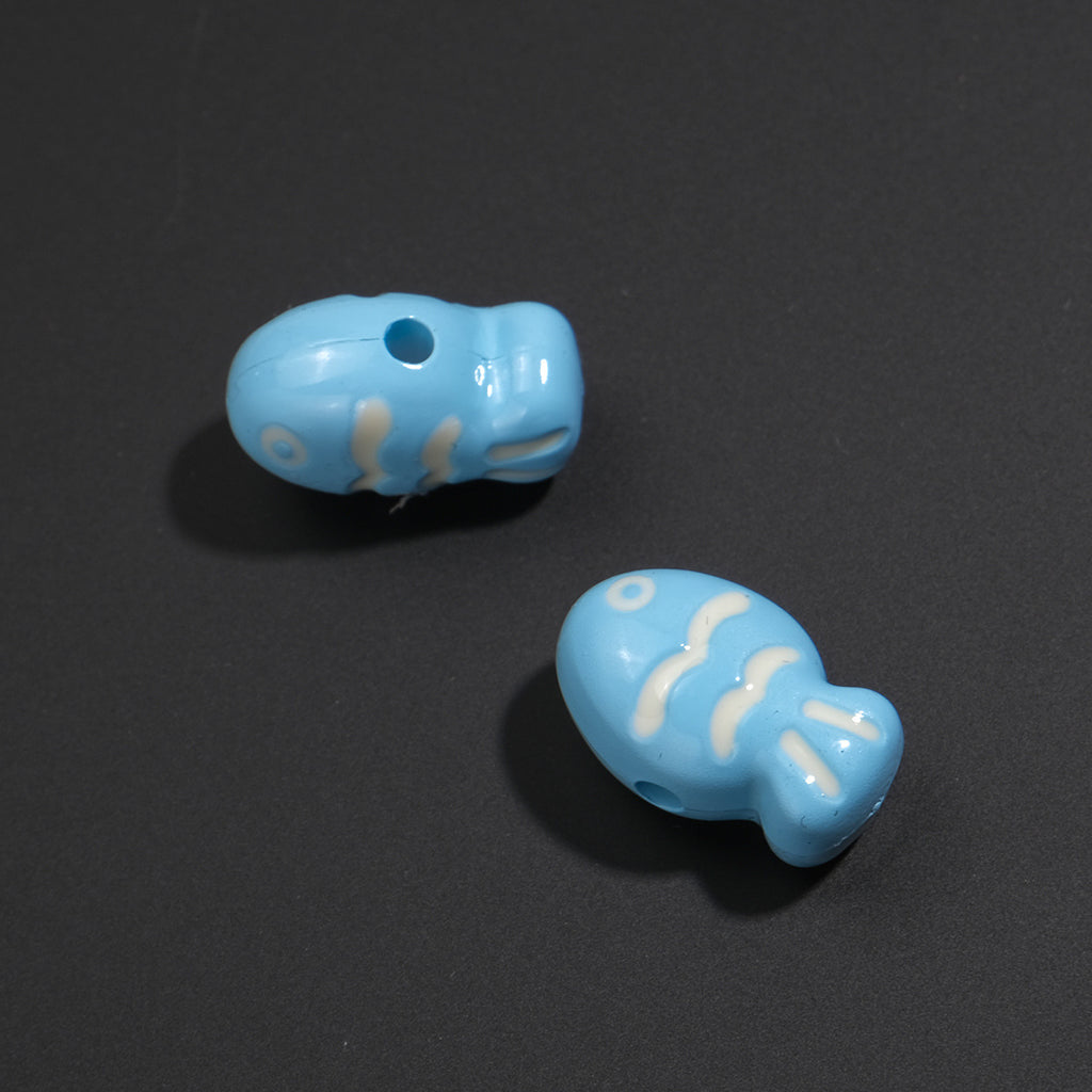 Painted Fish Acrylic Beads 22mm Colorful Cute 20pcs 6