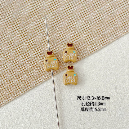 Double Sided Heart and Perfume Bottle Metal Beads 13/16mm Painted Alloy 10pcs 22