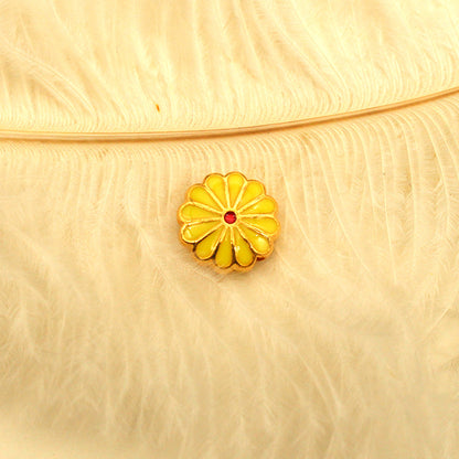 Flower Metal Beads 11mm Cloisonne Sunflower Enamel Alloy 30pcs 12