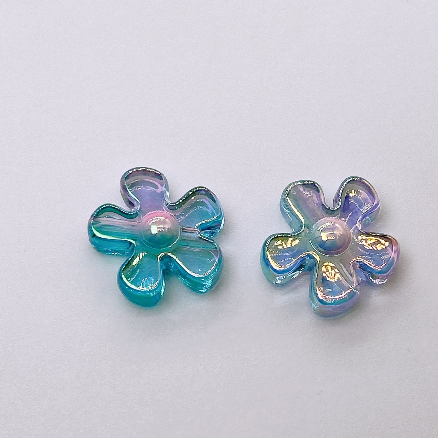 Plating Irregular Flower Acrylic Beads 26mm Transparent Pastel 100pcs 5