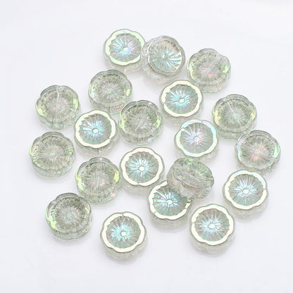 Electroplated Hawaiian Flower Glass Beads 14mm Transparent 20pcs 19