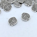Irregular Spiral Pattern Metal Beads 10mm Antique Silver Tone 200pcs 4