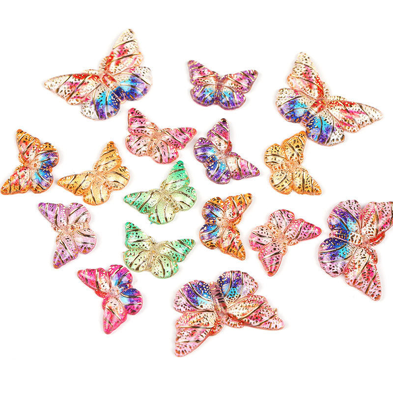 Plating Gilded Butterfly Acrylic Beads 15mm 22mm Radiant Mixed 100pcs 2