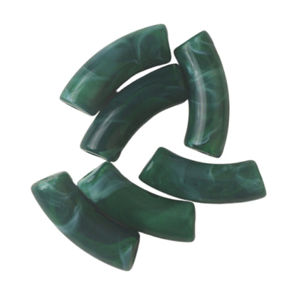 Halo Elbow Tube Acrylic Beads 36mm Glossy Curved Mixed Colors 50pcs 13