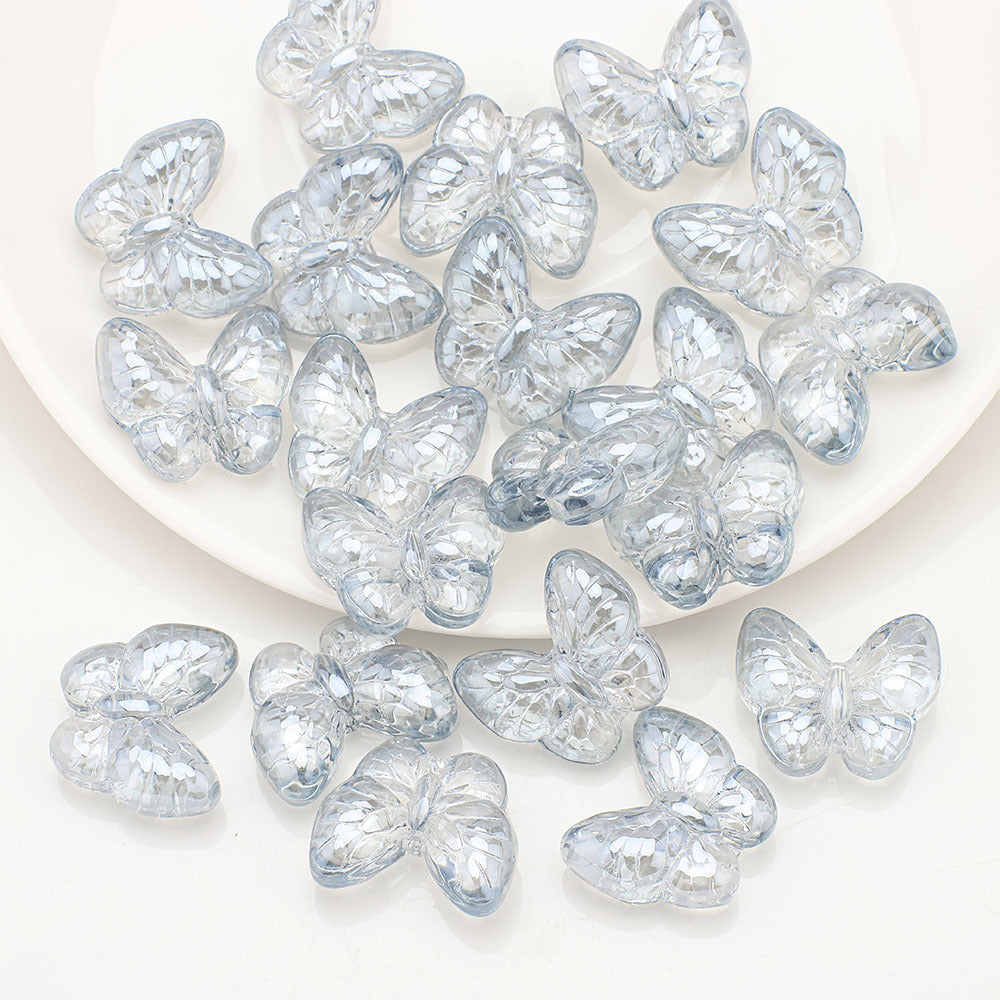 Plating Butterfly Glass Beads 17x10mm Iridescent Detailed Wings 10pcs 15