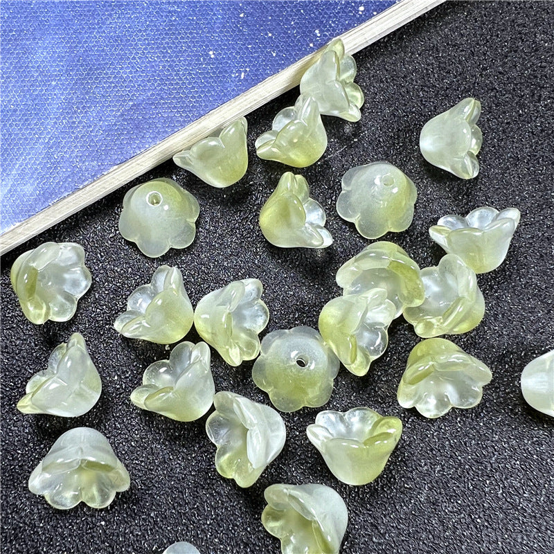 Wind Chime Flower Glass Beads 12mm Transparent Pink 50pcs 12