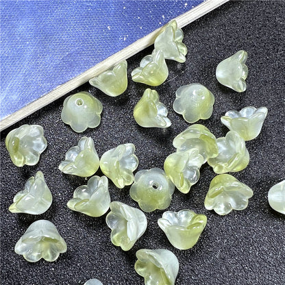 Wind Chime Flower Glass Beads 12mm Transparent Pink 50pcs 12