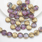 Electroplated Flat Spiral Glass Beads 12mm Metallic Iridescent 30pcs