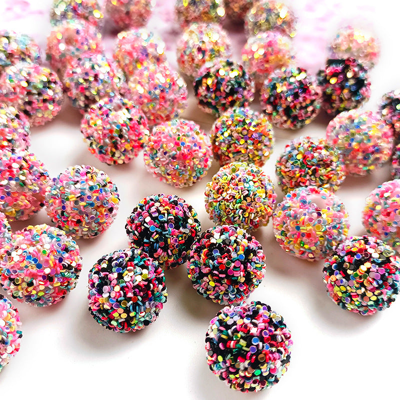 Glitter Bubblegum Beads 16mm Colorful Iridescent Sparkle 1pc 3