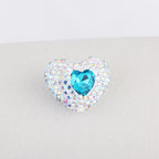 Rhinestone Heart Clay Beads 24mm White Sparkling Center 6pcs 6