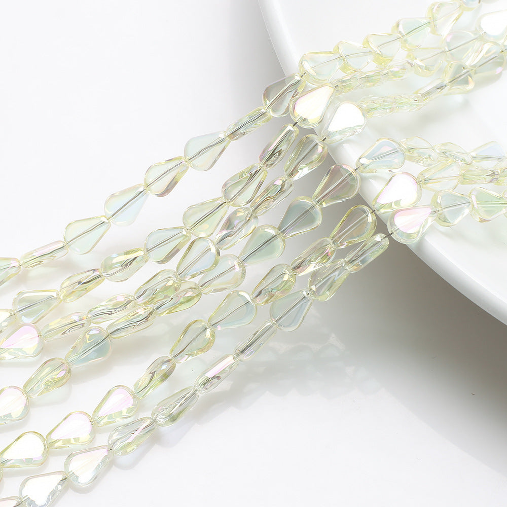 Electroplated Melon Seed Glass Beads 8mm 11mm Teardrop Iridescent 30pcs 6