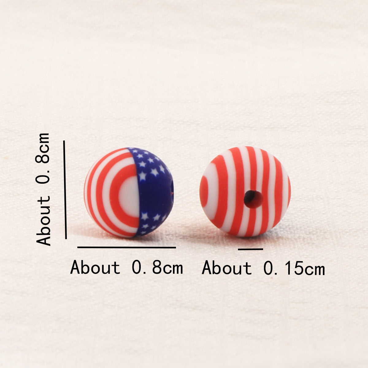 Round Clay Beads 8mm American Flag Design Polymer 100pcs 2