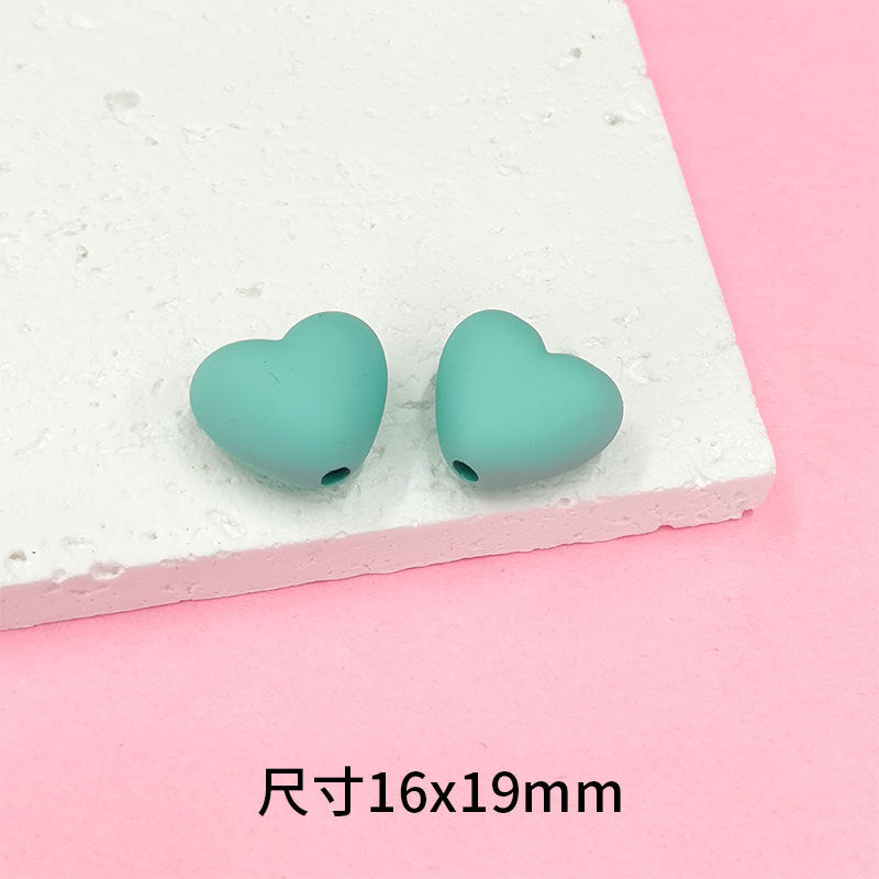 Rubberized Spray Painted Heart Acrylic Beads 16x19mm Macaron Color 50pcs 6