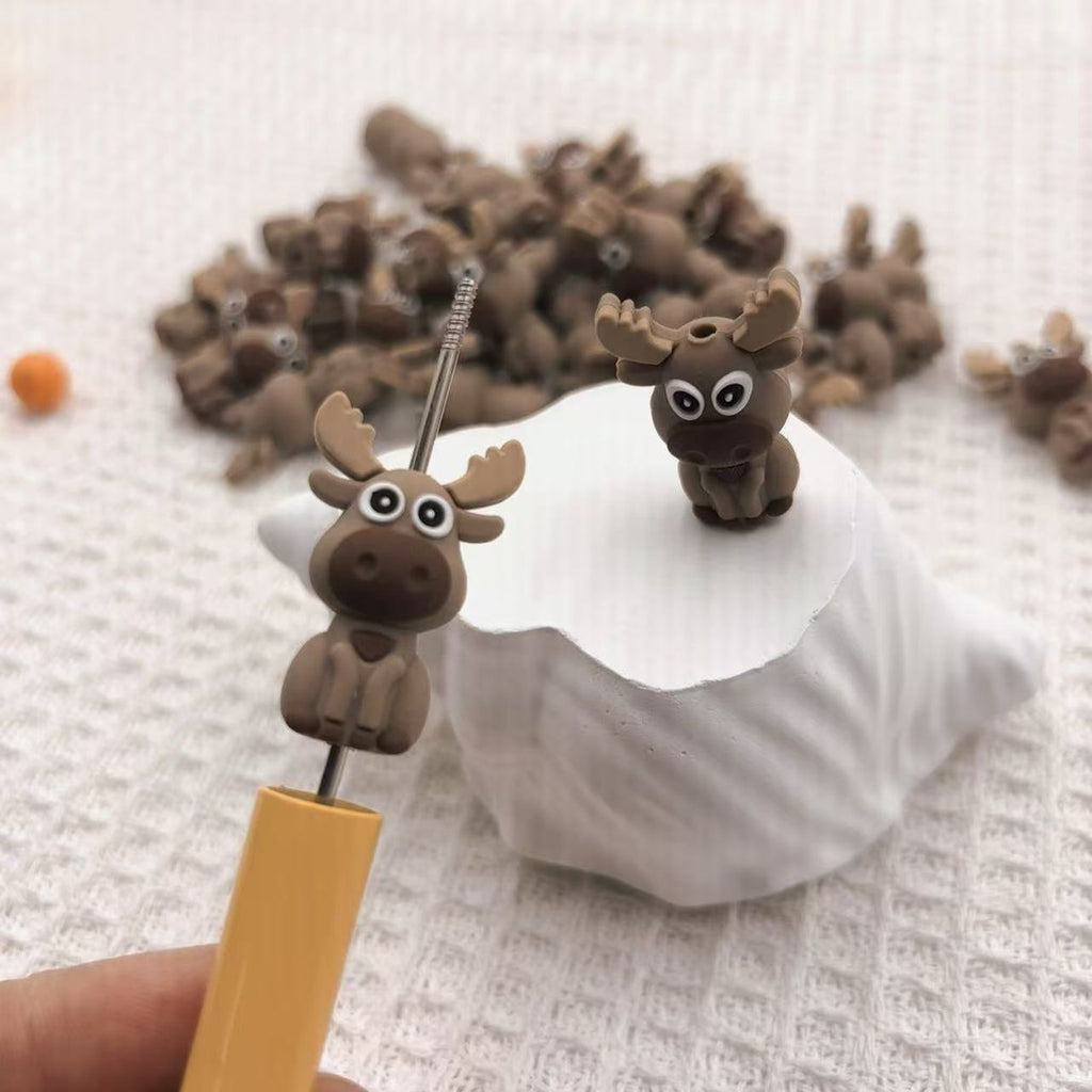 Silicone 3D Focal Beads Deer Sitting Pose 20pcs 5
