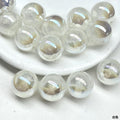 Shimmer Star Pattern Resin Round Beads 16mm Pink 10pcs 6
