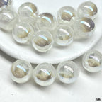 Shimmer Star Pattern Resin Round Beads 16mm Pink 10pcs 6