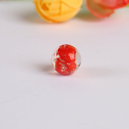Lampwork Glass Beads Round 8 10 12mm Luminous Porcelain Gold Foil 5pcs 6