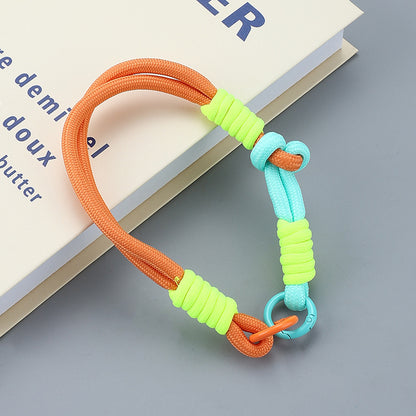 Dual Color Knotted Double Ring Phone Wristlet Keychain Nylon 3pcs 13