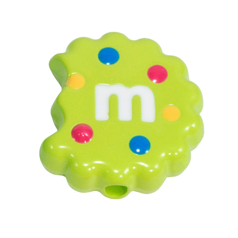 Hand Painted Bitten Cookie Acrylic Beads 22mm Enamel Glossy 10pcs 14