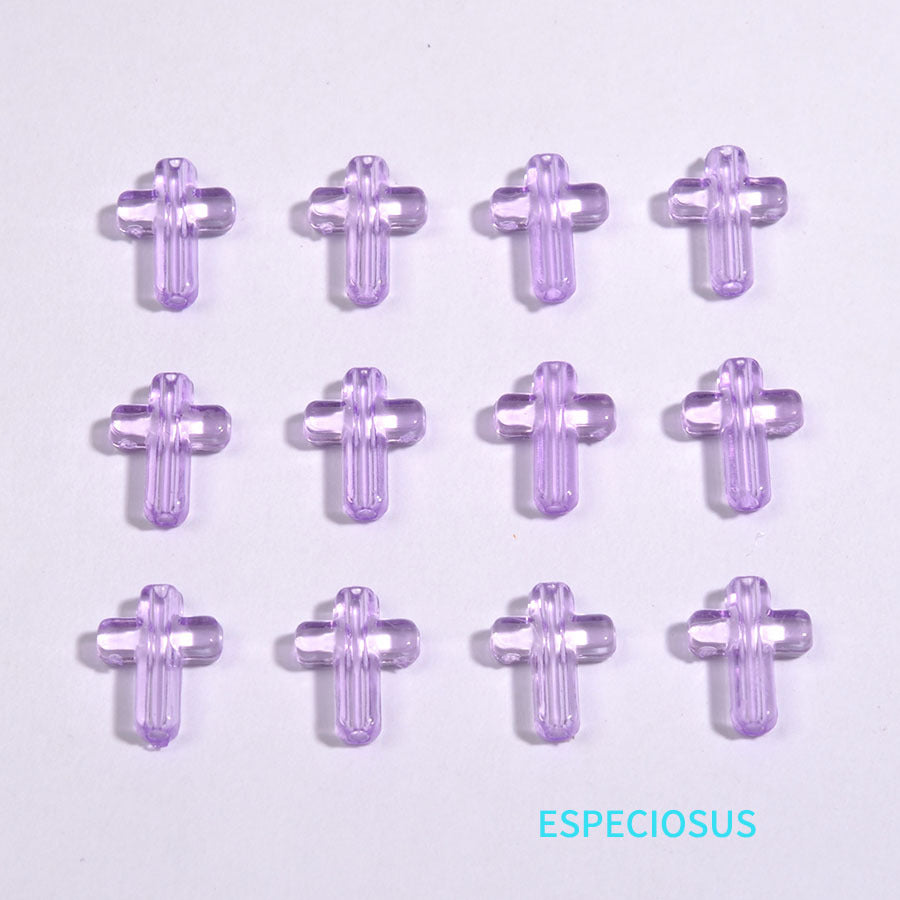 Transparent Cross Acrylic Beads 16mm Colored Glossy 100pcs 4
