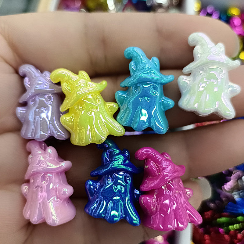 UV Plating Ghost Acrylic Beads 16x22mm Glossy Colorful 100pcs