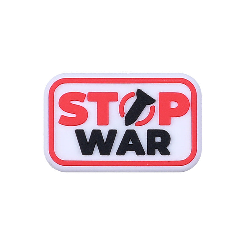 Silicone Focal Beads Love Peace STOP WAR Phrase and Dove Heart 20pcs 6