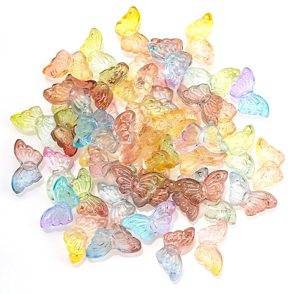 Czech Glass Beads Butterfly 8 15mm Dual Color Gradient Transparent 50pcs 12